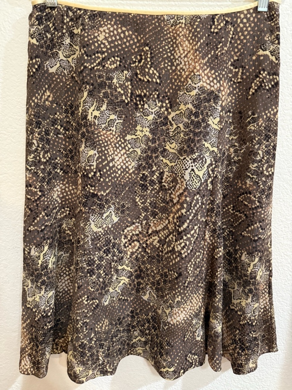 Ellen Tracy Silk A-line Snake Print Skirt